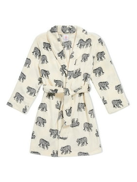 Boys Girls Robe Soft Hooded Flannel Bathrobes for Kids with Silk Eye Sleep Mask Size 4-12